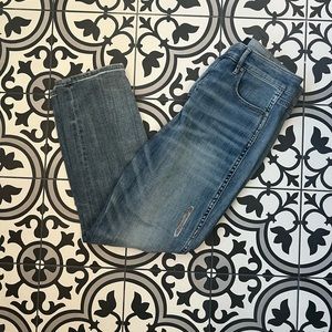 High rise straight embellished jeans